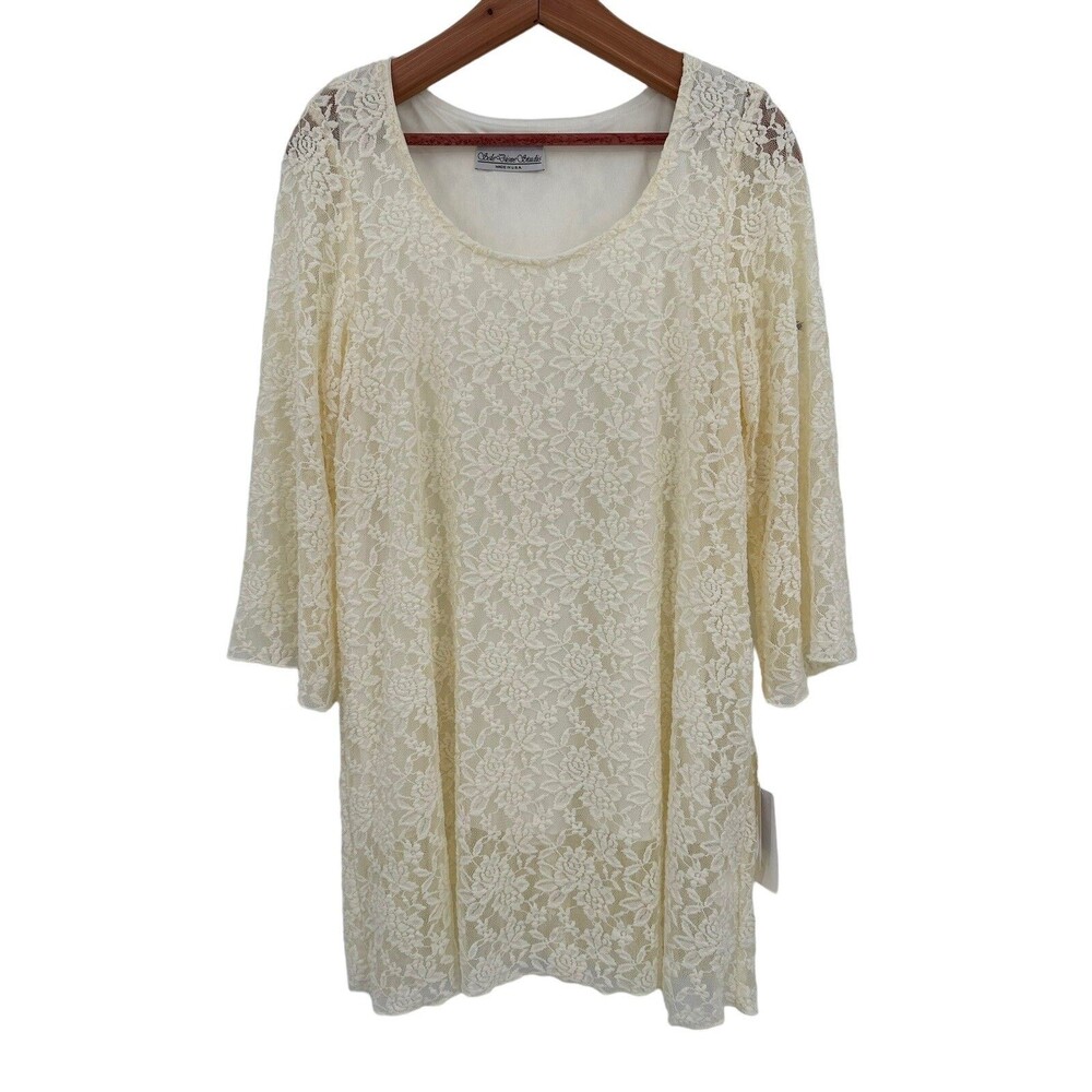 Vintage Sole Dione Studio Lace Tunic Top XL 3/4 Bell Slv BOHO Romantic Prairie